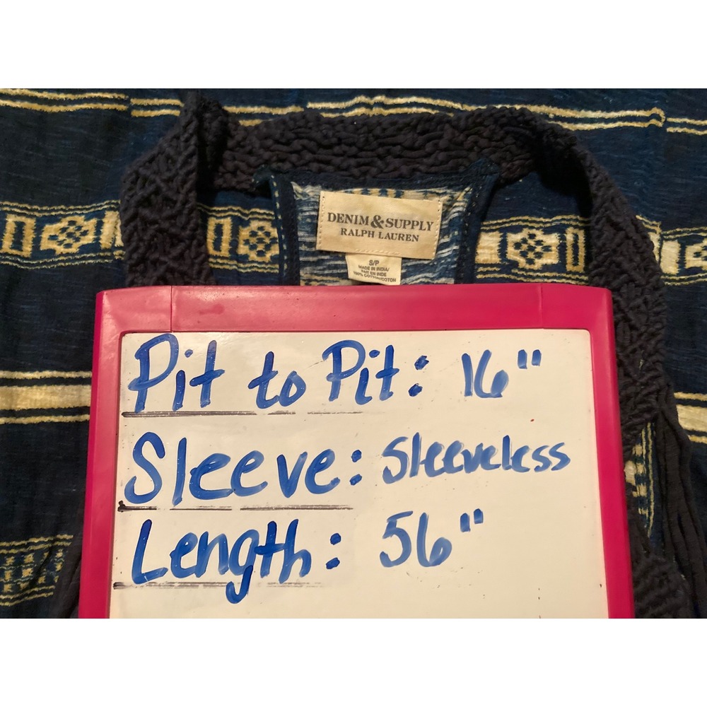 Denim & Supply Ralph Lauren Maxi Dress Tribal Print Crochet Fringe Halter S Boho - Picture 10 of 10